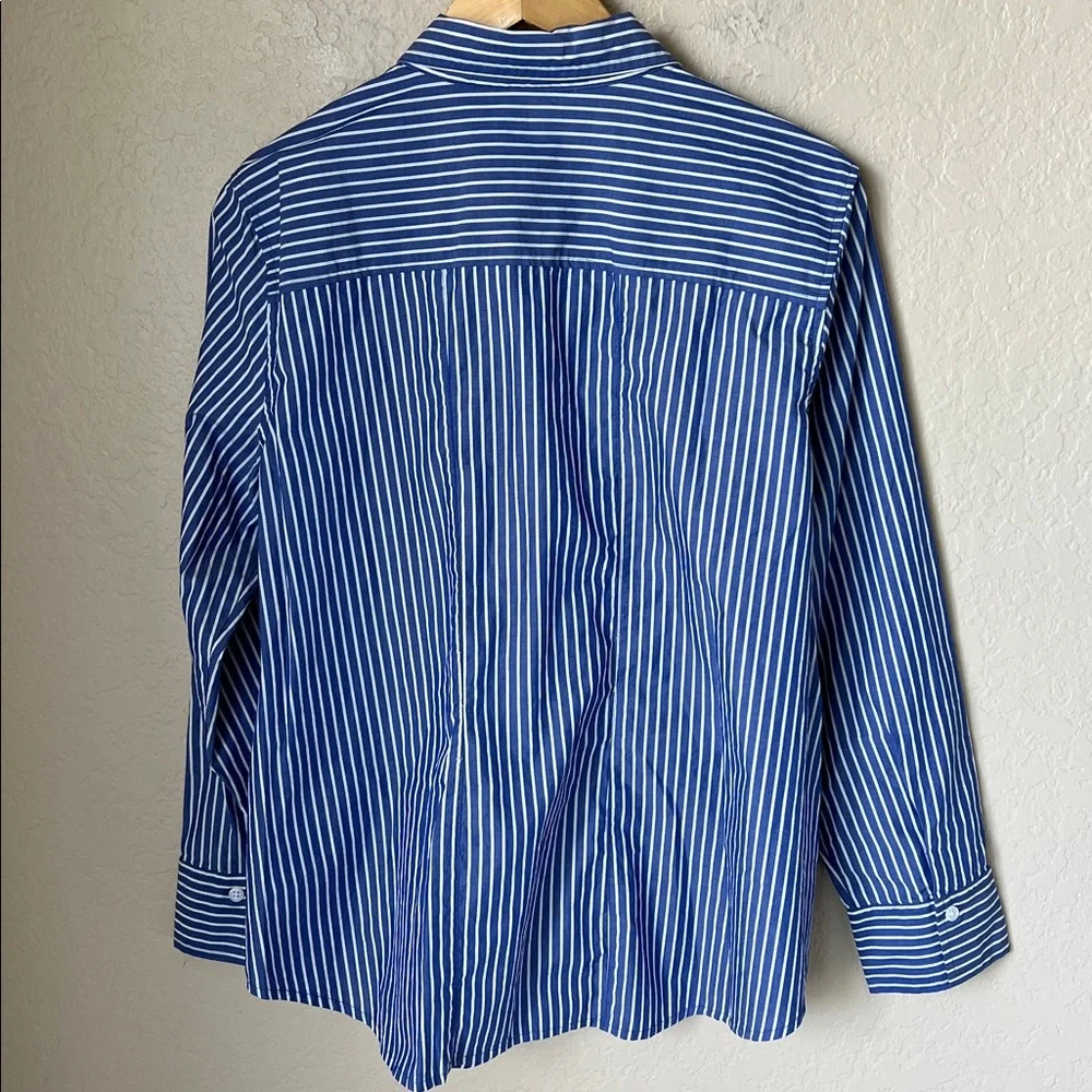 Elizabeth and James blue and white striped cotton button down top - Picture 7 of 8